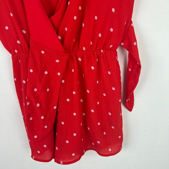 Vestique Polka Dot Tie Romper Lipstick Red Size Small S EUC L2611 - Picture 6 of 16